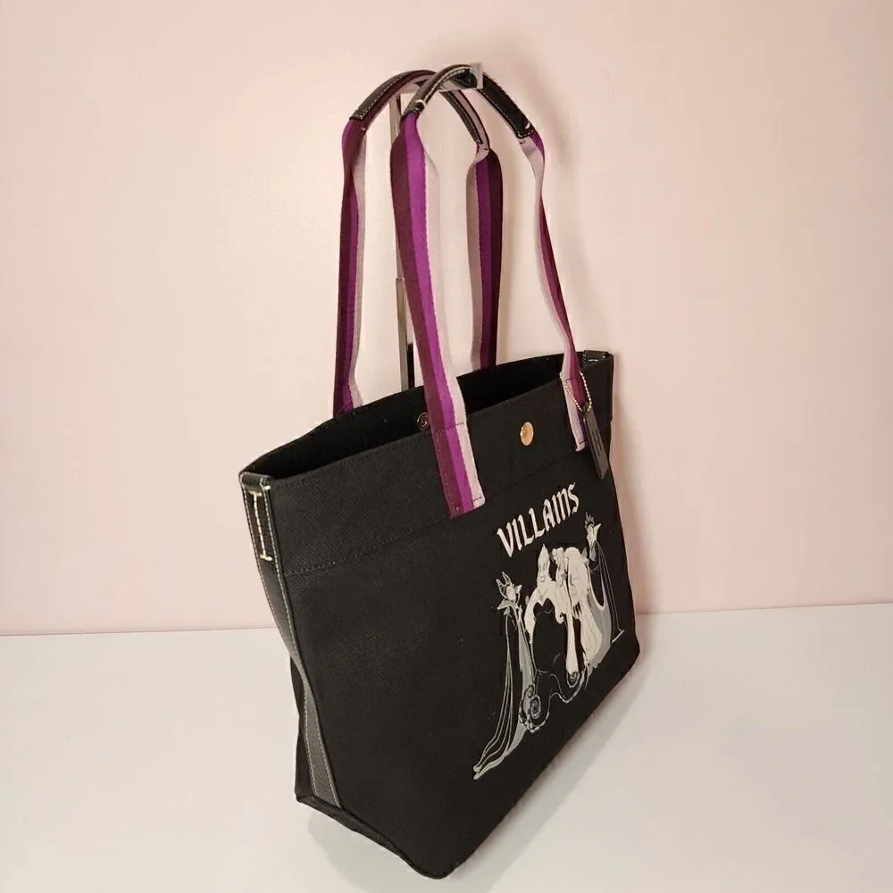 NWT Coach CC407 Disney X Coach Tote With Villains Motif Black Multi